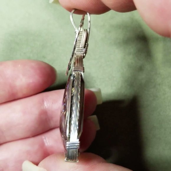 Silver Wire wrapped Australian Boulder Opal - Picture 10 of 12